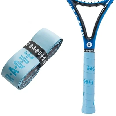 Abbildung von Raquex Enhance Ersatz Griffband: Griffband geeignet für Tennis , Padel, Badminton und Squashschläger. 14 Farben. Hochwertiges, selbsthaftendes Tennisschläger (Hellblau, 1 Griffband)