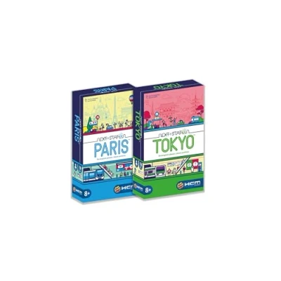 Abbildung von HCM Kinzel Bundle Next Station Tokyo und Paris Brettspiel, 2 Spiele Set, Flip Write Plane U Bahnnetze mit Geschick Strategie, für 1 4 Spieler, ab 8 Jahren