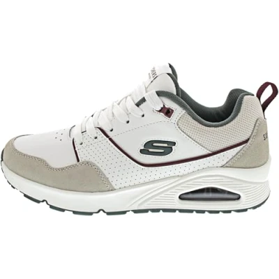 Abbildung von Skechers Herren UNO Retro One Sneaker, White Duraleather Suede Green Mesh Burg, 43 EU