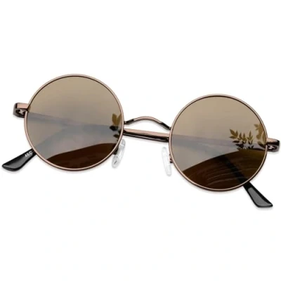 Abbildung von KANASTAL Sonnenbrille Herren Rund Braun Gläser Runde Rave Brille Polarisiert Steampunk Vintage 90er Style UV Schutz für Fahren und Alltag