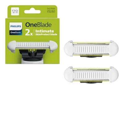 Abbildung von Philips OneBlade Intimate, SkinProtect Ersatzklinge, für OneBlade, langlebige Klinge aus Edelstahl, Trimmen und Rasieren des Intimbereichs mit zusätzlichem Hautschutz, 2 Stück, QP229/50