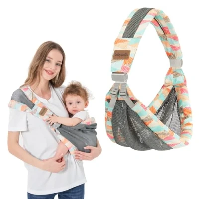 Abbildung von IULONEE Tragetuch Baby Babytrage Neugeborene Ab Geburt Verstellbare Auf Einer Schulter Ergonomische Praktische Tragbar Tragegurt Für Babys Von 3 Bis 36 Monaten (Buntes)