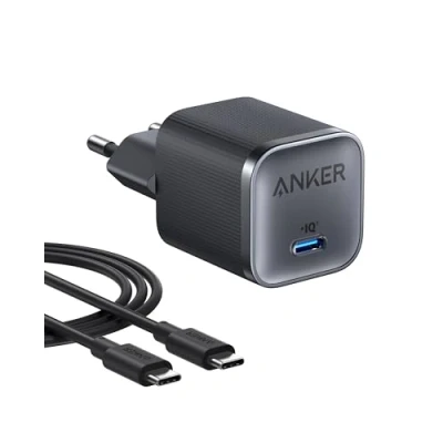 Abbildung von Anker Nano 45W Typ C Schnellladegerät, kompakter Stecker, USB Ladeblock für Samsung S25 Ultra /S24 Serie, iPhone 16 MacBook, Pixel 9, iPad (180cm Kabel inklusive)