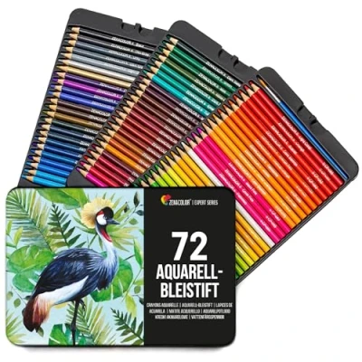 Abbildung von Zenacolor Aquarellstifte set 72 Stifte Aquarell Malstifte für Erwachsene und Kinder Wasservermalbar Watercolor Pencils Metal Case