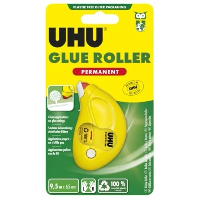 Abbildung von UHU Kleberoller Glue Roller Permanent, Für dauerhaftes Verkleben von Papier, Karton und Fotos, 9,5 m x 6,5 mm