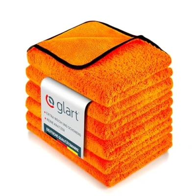 Abbildung von Glart 6x Auto Trockentuch XXL Premium extra saugstark 90x60cm Mikrofasertuch Set zum kratzfreien Trocknen vor Autopolitur &amp; nach Felgenbürste Großes Mikrofaser