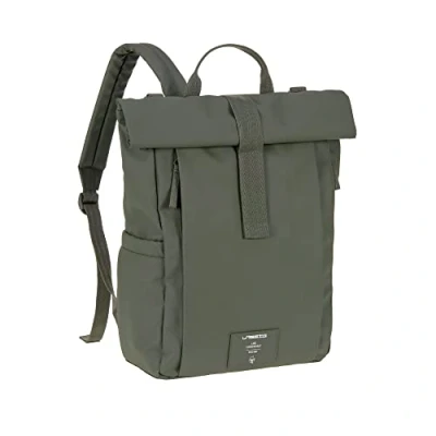 Abbildung von LÄSSIG Baby Wickelrucksack Wickeltasche Rucksack mit Wickelunterlage, Kinderwagenbefestigung, Flaschenhalter nachhaltig produziert/GRE Rolltop Up Backpack olive