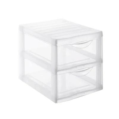Abbildung von SUNDIS Orgamix, schubladenbox aus Kunststoff, 2 transparente Schubladen für A4 Papier, Höhe 25,5 cm, stapelbar, ideal Schreibtisch, Unterricht, Dokumente, Zubehör