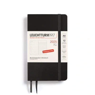 Abbildung von LEUCHTTURM1917 370527 Wochenkalender &amp; Notizbuch 2025, Pocket A6 Softcover 12 Monats Planer, 80 g, liniert Schwarz