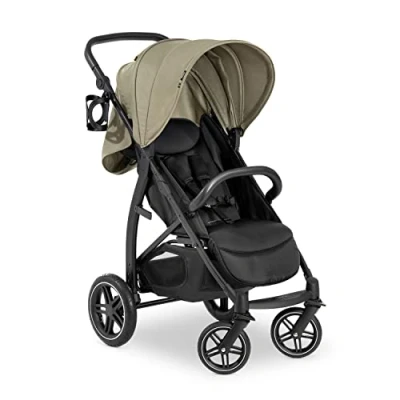 Abbildung von hauck Buggy Rapid 4D Air für Kinder ab Geburt bis 22 kg mit Liegefunktion, UPF 50 +, Lufträder hinten &amp; Gummiräder vorne, Getränkehalter, Höhenverstellbar, XL Korb 3 (Olive)
