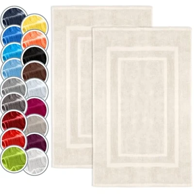 Abbildung von 2er Pack Badvorleger Badematte Premium Qualität 100% Baumwolle 50 x 80 cm Duschvorleger Duschmatte Doppelpack Farbe: Natur/Creme