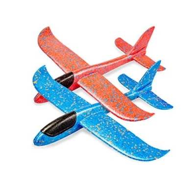 Abbildung von Flanacom Premium Styroporflieger XXL 43 cm 2er Set Robustes Flugzeug zum Werfen Glider Segelflugzeug Modellflugzeug Flieger Spielen Spielzeug für Kinder