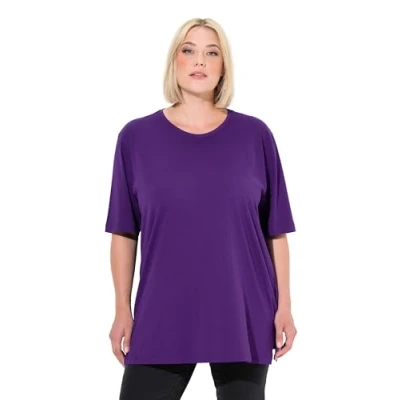Abbildung von Ulla Popken Damen große Größen Übergrößen Plus Size T Shirt, Rundhalsausschnitt, Relaxed, Halbarm
