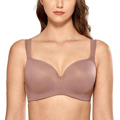 Abbildung von DELIMIRA Damen T Shirt BH mit Bügel Nahtloser Große Größen Gepolstert Mochaccino 80F