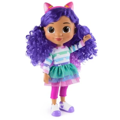 Abbildung von Gabby’s Dollhouse, Interaktive Party Gabby, 33cm große Puppe mit Geräuscheffekten und Katzenohren zum Wenden, ab 3 Jahren