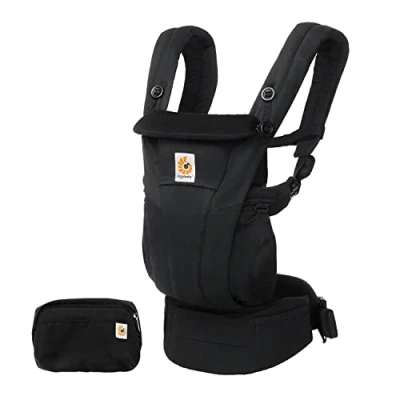 Abbildung von Ergobaby Omni Dream Babytrage für Neugeborene ab Geburt bis 20kg, 4 Positionen SoftTouch Cotton Ergonomische Babybauchtrage Rückentrage Baby Tragetasche, Onyx Black
