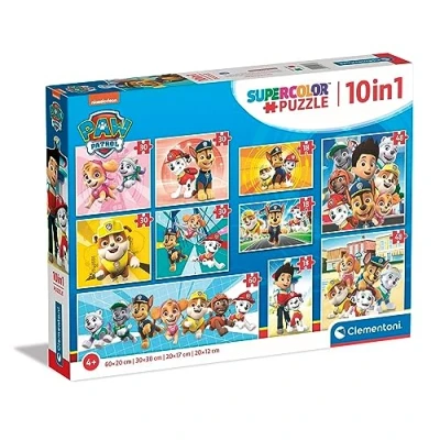 Abbildung von Clementoni 20270 Supercolor Puzzle 10 In 1 Paw Patrol Kinderpuzzle (3x18, 4x30, 2x48 und 1x60 Teilen) Für Kinder Ab 4 Jahren, Made Italy