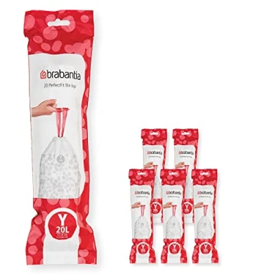 Abbildung von Brabantia Müllbeutel PerfectFit Multipack, Code Y / 20L, Extra Starke Müllsäcke mit Zugband, 6 rollen (120 Müllbeutel)