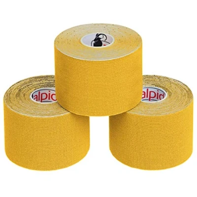 Abbildung von ALPIDEX Kinesiologie Tape 1/3/ 6/12 Rollen Viele Farben 5 m x cm Anwendungsbroschüre Elastisch Wasserfest Hautfreundlich Physio Muskel Set, Farbe:gelb, Menge:3