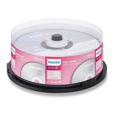 Abbildung von Philips DVD R Rohlinge (4.7 GB Data/ 120 Minuten Video, 16x High Speed Aufnahme, 25er Spindel)