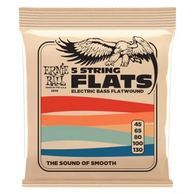 Abbildung von Ernie Ball Flatwound 5 Saiter E Bass Saiten, Stärke 45 130