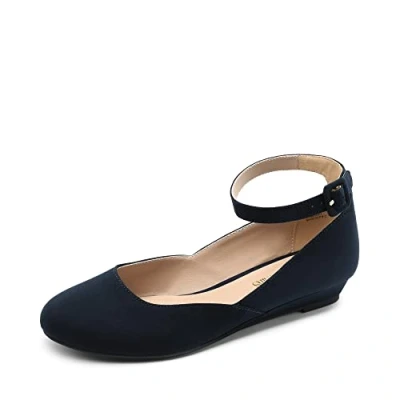 Abbildung von DREAM PAIRS Ballerinas Damen Riemchenballerina Elegant Flats Schuhe REVONA E Navy/Wildleder Größe 35 (EUR)