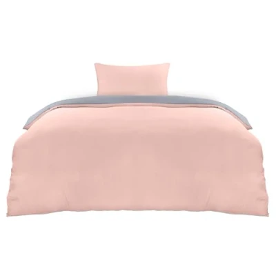 Abbildung von Utopia Bedding Bettwäsche 135x200 Set Mikrofaser Bettbezug cm + 1 Kissenbezug 50x75 Grau/Rosa