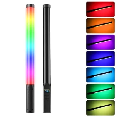 Abbildung von ULANZI VL119 Handheld Videoleuchte 10W, 360 Volle Farben RGB Lichtstab, Helligkeit 360Lux@0.5m, Tube Light mit 3300mAh Akku, 2500K 9000K Verstellbar für Portrait Produktfotografie