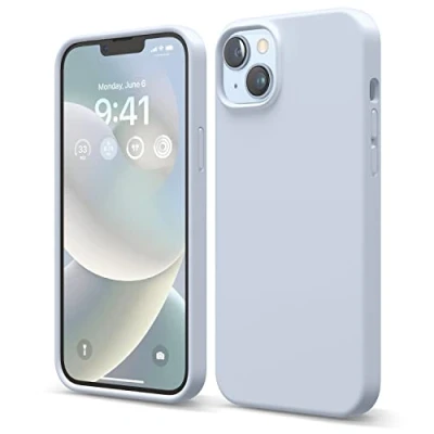Abbildung von elago Flüssigsilikon Handyhülle, kompatibel mit iPhone 14 Plus, Kompletthülle Bildschirm und Kamera Schutz, Stoßschutz, schlank, Kratzfest, weiches Mikrofaserfutter, 15,5 cm (6,7 Zoll), Hellblau