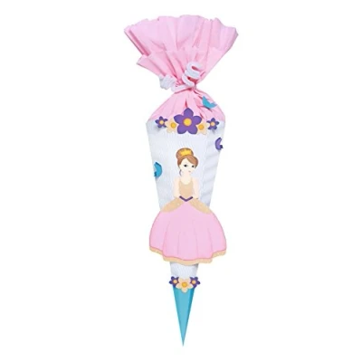 Abbildung von Ursus 9860001 Schultüte Bastelset Mini, Prinzessin, sechseckig, Höhe ca. 41 cm, Duchmesser 15 inklusive Bastelanleitung und Vorlagebogen, zum Selbstbasteln, ideal für die Einschuluung