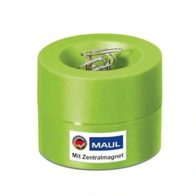 Abbildung von Maul Klammernspender MAULpro Schreibtisch Organizer zur Aufbewahrung von Büroklammern magnetischer Ordnungshelfer für Büro, zu Hause und Arbeitszimmer inklusive 15 Klammern Grün