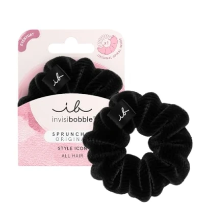 Abbildung von invisibobble Haargummi Schwarz Scrunchie Dusk till Dawn, Haargummis starker Halt für Mädchen &amp; Damen, Scrunchies Samt Schwarz, designed im Herzen Münchens, 1 stück (1er Pack)
