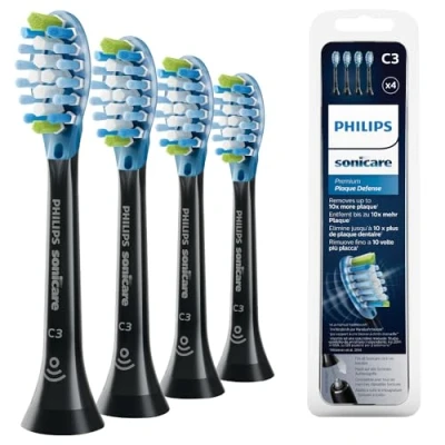 Abbildung von Philips Sonicare Original C3 Premium Plaque Defence Standard Schallzahnbürstenköpfe 4er Pack in Schwarz (Modell HX9044/33)