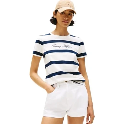 Abbildung von Tommy Hilfiger Script Tshirt print, Damen, Größe: 3XL, Ivory/dark night