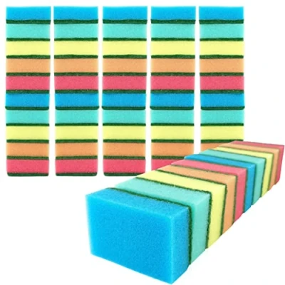 Abbildung von IDEA HOME 60er Set Küchenschwamm, Topfschwamm, Zweiseitig Reinigungsschwamm, 75 x 50 28 mm, Mehrzweck Putzschwamm, MIDI, Mehrfarbig