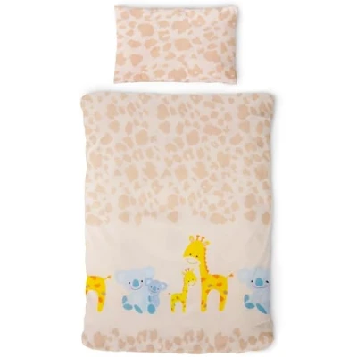 Abbildung von Gräfenstayn® 2 tlg. Kinderbettwäsche Set mit Tiermotiv und integriertem Reißverschluss aus 100% Baumwolle (Renforce Qualität) Deckenbezug 135x100cm Kissenbezug 60x40cm (Giraffe &amp; Koala)