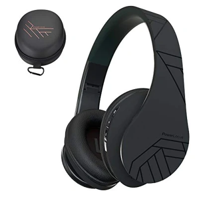 Abbildung von PowerLocus Bluetooth Over Ear Kopfhörer, Kabellos Stereo Faltbare Kopfhörer Kabellose und Kabel mit Integriertem Mikrofon, Micro SD/TF, FM für Handys/iPad/Laptops &amp; PC (Schwarz)