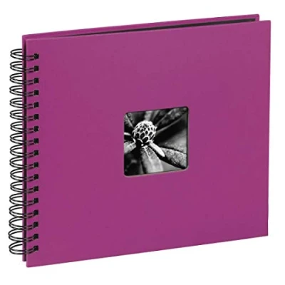 Abbildung von Hama Fotoalbum Jumbo 36x32 cm (Spiral Album mit 50 schwarzen Seiten, Fotobuch Pergamin Trennblättern, zum Einkleben und Selbstgestalten) pink