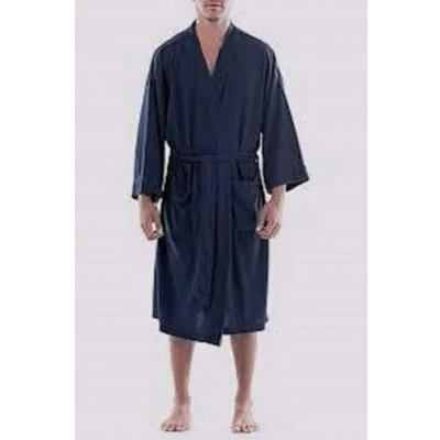 Abbildung von Amazon Essentials Herren Leichter Waffelpiqué Bademantel (erhältlich in Big &amp; Tall), Marineblau, M L