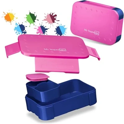 Abbildung von My Vesperbox Mini Lite Bento Box Kinder Lunchbox extrem robust Brotdose Brotbox ideal für Kindergarten und Schule (Lila Blau)