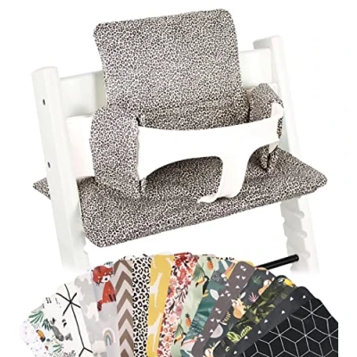 Abbildung von Ukje Kissen kompatibel mit Stokke Tripp Trapp Weiches Sitzkissen für Säuglinge, Babys &amp; Kleinkinder, Hochstuhlzubehör, Baumwollstoff Einsatz, Handgefertigt in Europa (Leopard)