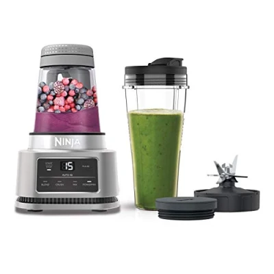 Abbildung von Ninja Foodi Power Nutri Mixer 2 in 1, Smoothie Bowls Maker, dicke Aufstriche &amp; gefrorene Getränke mixen, Automatikprogramme, 700ml Becher 400ml Schüssel mit Rührer, 1100W, Silber CB100EU
