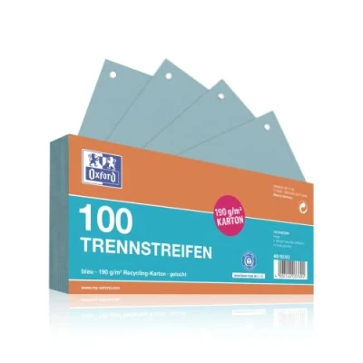 Abbildung von Oxford Trennstreifen, aus Karton, gelocht, 190 g/m², blau, 100 Stück