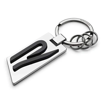 Abbildung von Volkswagen 5H6087010 Schlüsselanhänger Original R Logo Metall Silber/Chrom/Schwarz, M