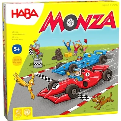 Abbildung von HABA Monza Gesellschaft für Kinder, Rennen auf Spielbrett, Strategisches und taktisches Spiel Auto aus Holz, 2 bis 6 Spieler, 5 Jahre, 302204