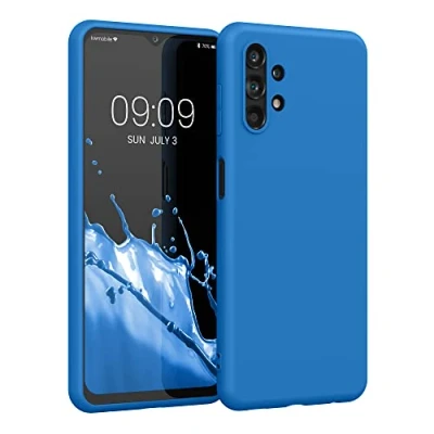 Abbildung von kwmobile Hülle kompatibel mit Samsung Galaxy A13 4G weiches TPU Silikon Case Cover geeignet für kabelloses Laden Blue Reef