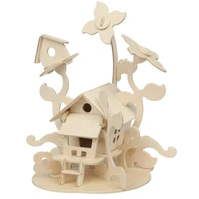 Abbildung von Marabu 317000000010 KiDS 3D Holzpuzzle Feenhaus, mit 43 Puzzleteilen aus FSC zertifiziertem Holz, ca. 21 x 23 cm groß, einfache Stecktechnik, zum individuellen Bemalen und Gestalten