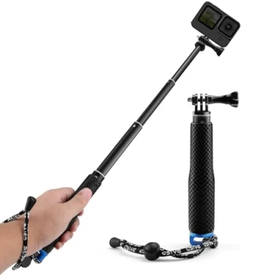 Abbildung von GlasFlength Selfie Stick für GoPro, 49CM Teleskop GoPro Hero 12 11 10 9 8 Schwarz Teleskopstange IDJI Osmo Action AKASO SJCAM und Andere Kameras (Aluminiumlegierung)