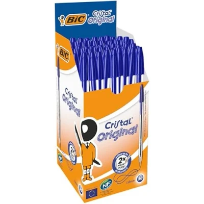 Abbildung von BIC Kugelschreiber Set Cristal Original, in Blau, Strichstärke 0,4 mm, 50er Pack, Ideal für das Büro, Home Office oder die Schule