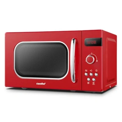 Abbildung von Comfee CMSRO 20 di rd Retro Mikrowelle mit 8 Automatikmenüs, 5 Leistungsstufen, Schnellkochtaste, l, 800 W, leidenschaftlich rot